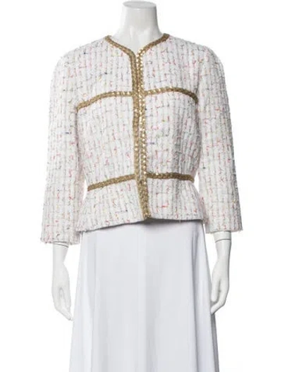Pre-owned Giambattista Valli Tweed Pattern Jacket W/ Tags In White