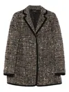 Giambattista Valli Tweed Trimmed Coat In Gray