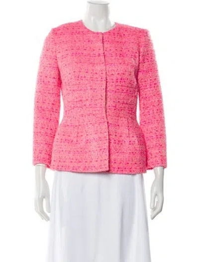 Pre-owned Giambattista Valli Tweed Tweed Pattern Evening Jacket In Pink