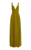 Giambattista Valli Twisted Crepe Sable Maxi Dress In Khaki