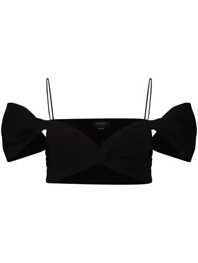 Giambattista Valli Twisted Off-shoulder Bandeau Top In Black