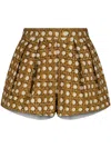 Giambattista Valli Vienna Straw Pleated Shorts In Brown