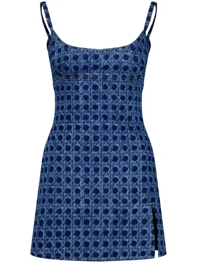 Giambattista Valli Printed Logo Denim Mini Dress In 블루