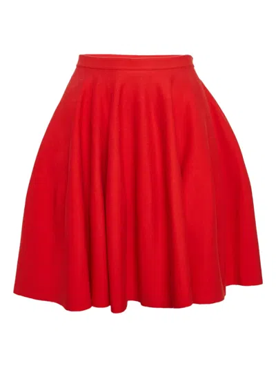 Pre-owned Giambattista Valli Vintage Flared Cotton Skirt In Red