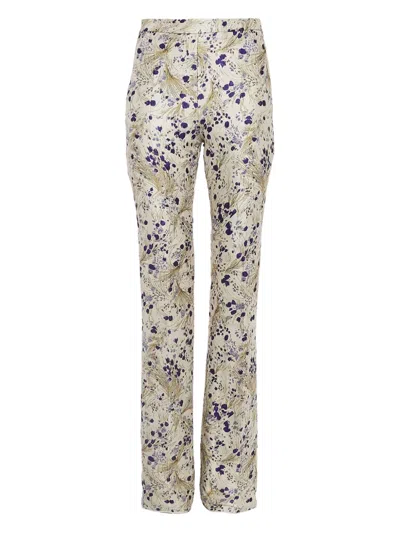Pre-owned Giambattista Valli Vintage Floral-print Trousers In White