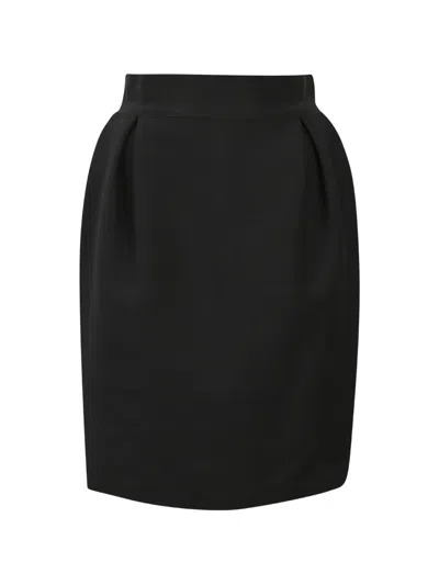 Pre-owned Giambattista Valli Vintage Pleated Pencil Skirt In Black