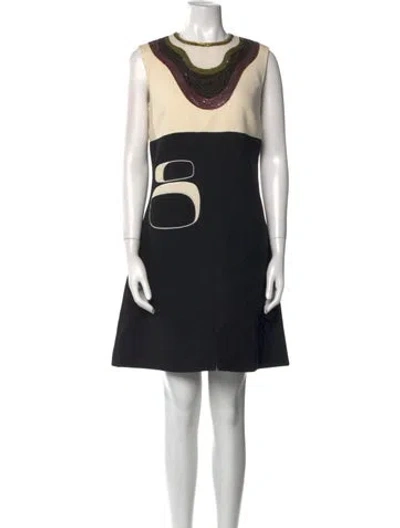 Pre-owned Giambattista Valli Virgin Wool Mini Dress In Black