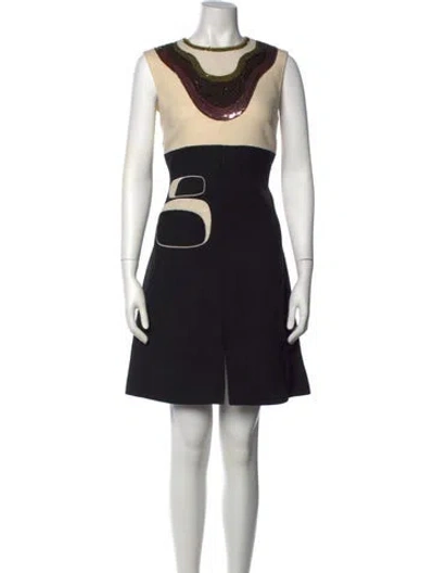 Pre-owned Giambattista Valli Virgin Wool Mini Dress In Black