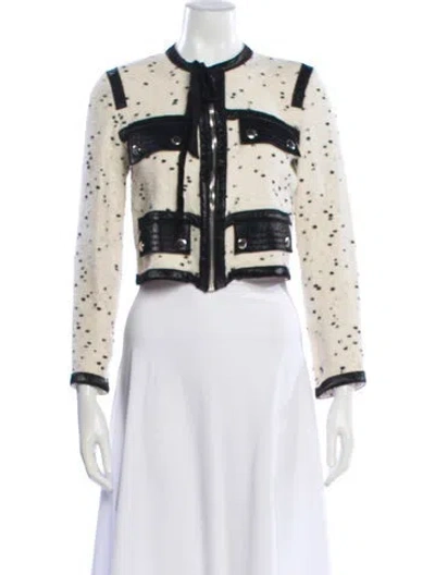 Pre-owned Giambattista Valli Virgin Wool Tweed Pattern Evening Jacket In Neutral