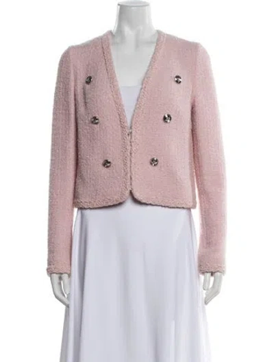 Pre-owned Giambattista Valli Virgin Wool Tweed Pattern Jacket In Pink