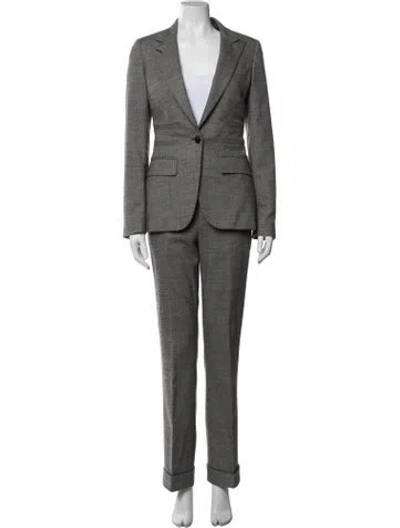 Pre-owned Giambattista Valli Virgin Wool Tweed Pattern Pantsuit In Grey