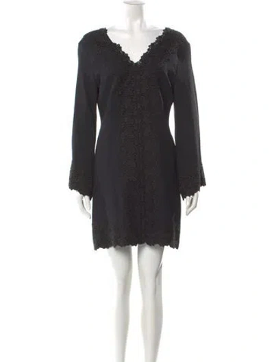 Pre-owned Giambattista Valli V-neck Mini Dress In Gray