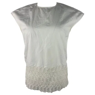 Pre-owned Giambattista Valli White Cotton And Lace Top Blouse, Size 42 / S