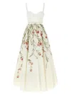 Giambattista Valli Long Dress With Fitted Bodice And Floral Print In White