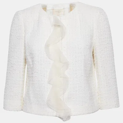 Pre-owned Giambattista Valli White Tweed Jacket S