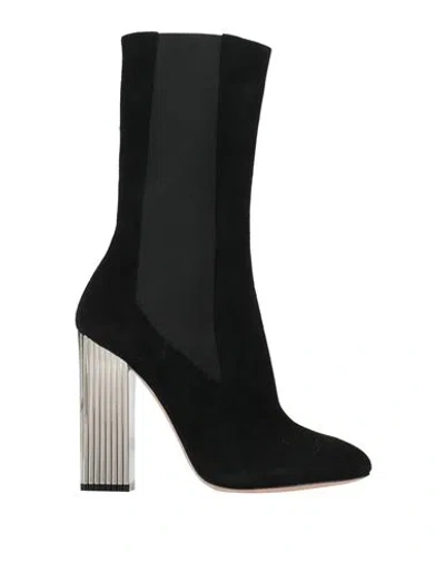 Giambattista Valli Woman Ankle Boots Black Size 8 Leather, Elastic Fibres