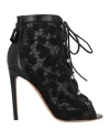 Giambattista Valli Woman Ankle Boots Black Size 8 Leather, Textile Fibers In Black