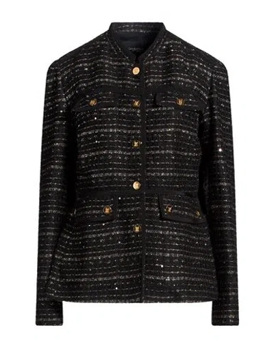 Giambattista Valli Woman Jacket Black Size 8 Wool, Polyester, Synthetic Fibers, Pvc - Polyvinyl Chlo