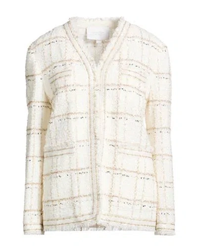 Giambattista Valli Woman Jacket White Size 8 Polyamide, Virgin Wool, Synthetic Fibers, Cotton