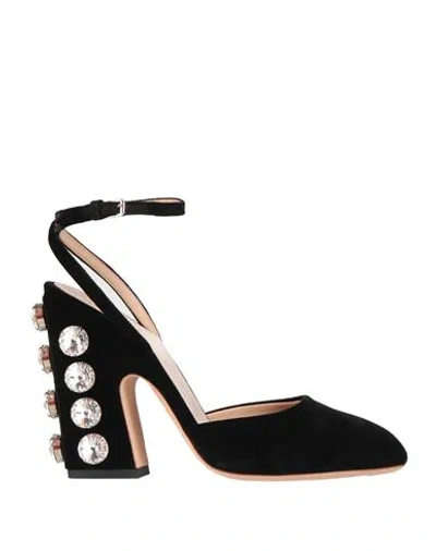 GIAMBATTISTA VALLI GIAMBATTISTA VALLI WOMAN PUMPS BLACK SIZE 8 TEXTILE FIBERS