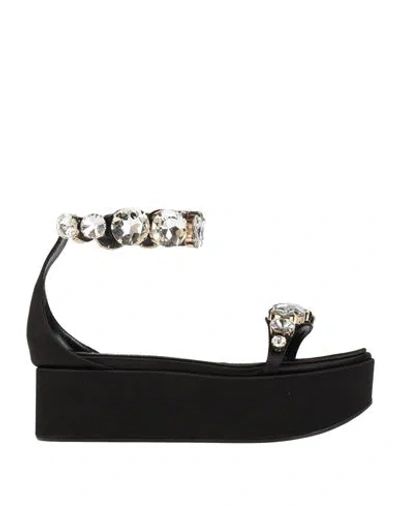 Giambattista Valli Woman Sandals Black Size 10 Textile Fibers