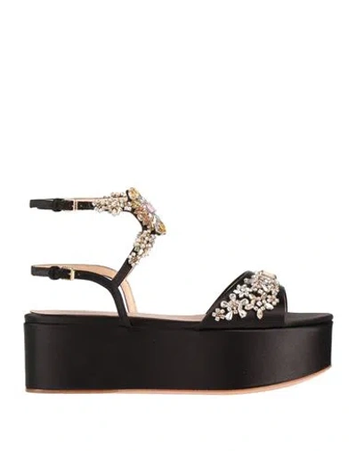 Giambattista Valli Woman Sandals Black Size 7 Textile Fibers