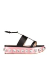 Giambattista Valli Woman Sandals Black Size 8 Textile Fibers In Black
