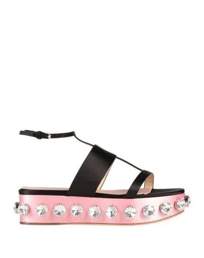 Giambattista Valli Woman Sandals Black Size 8 Textile Fibers