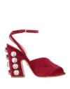 Giambattista Valli Woman Sandals Burgundy Size 8 Textile Fibers In Red