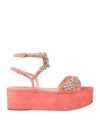 Giambattista Valli Woman Sandals Coral Size 8 Leather In Pink