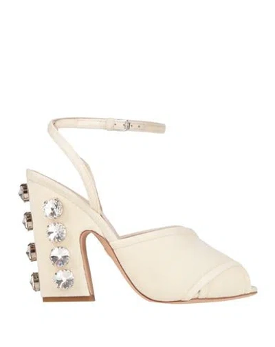 Giambattista Valli Woman Sandals Cream Size 8 Textile Fibers In Neutral