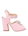 Giambattista Valli Woman Sandals Pink Size 8 Textile Fibers In Pink