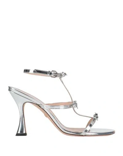 Giambattista Valli Woman Sandals Silver Size 8 Leather In Metallic