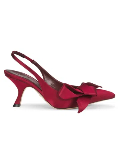 Giambattista Valli Women's 75mm Bow Satin Slingback Pumps In Red