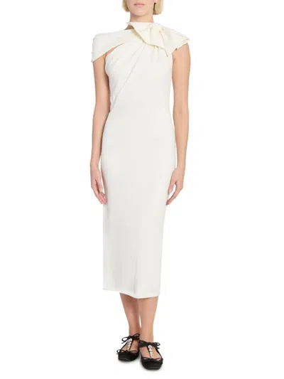 Giambattista Valli Women's Asymmetric Bow Knit Midi-dress In White