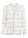 Giambattista Valli Check-pattern Tweed Jacket In White