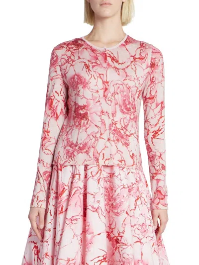 Giambattista Valli Women's Cashmere-blend Floral Cardigan In Pink