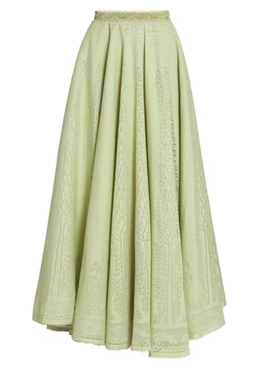 Giambattista Valli Women's Cotton-blend Pointelle Maxi Skirt In Sage