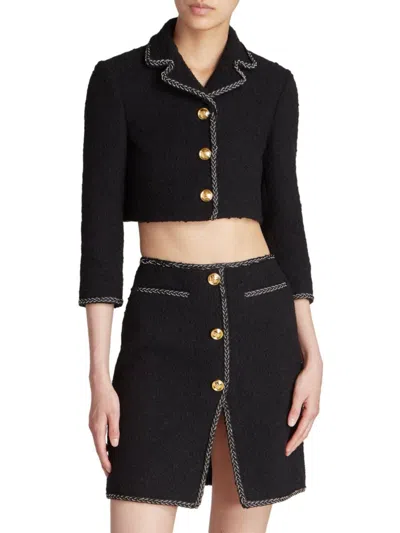 Giambattista Valli Women's Cropped Boucle Jacket In Black