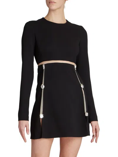 Giambattista Valli Women's Embellished Long-sleeve Minidress In Black