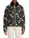 Giambattista Valli Women's Embroidered Shearling-collar Puffer Jacket In Black