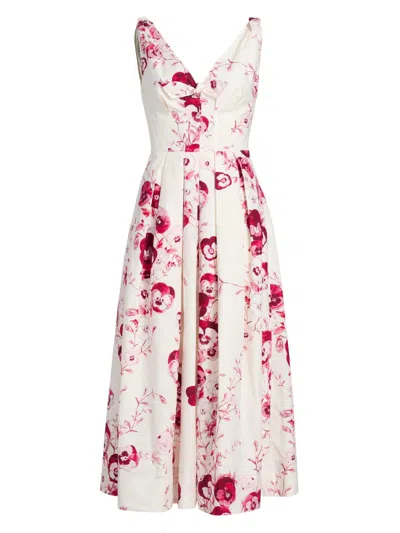 Giambattista Valli Women's Floral Cotton Poplin Midi-dress In Multi
