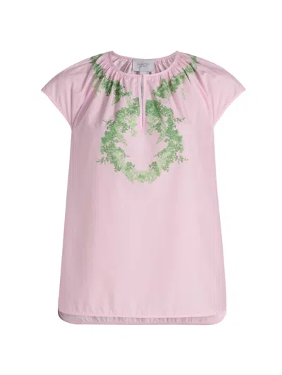 Giambattista Valli Women's Floral Poplin Cotton Blouse In Pink