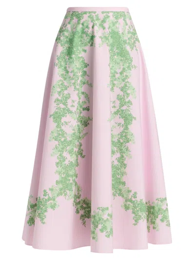 Giambattista Valli Women's Floral Poplin Cotton Maxi Skirt In Pink