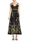 Giambattista Valli Bow-detailed Cotton Poplin Maxi Dress In Black Multi