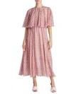 Giambattista Valli Women's Geometric Print Capelette Midi Dress In Ivory Rose