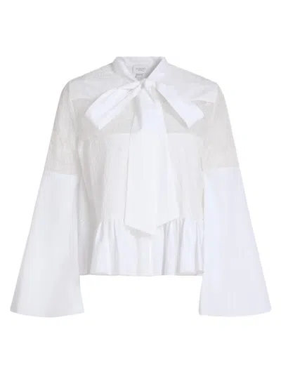 Giambattista Valli Women's Lace-trimmed Cotton Blouse In White