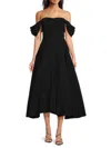 Giambattista Valli Draped Off-the-shoulder Midi Dress In Black