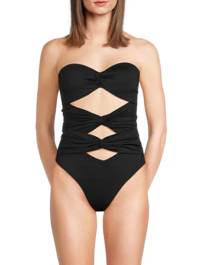 Giambattista Valli Women's Ruched Cut Out One Piece Swimsuit In Black