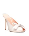 Giambattista Valli Women's Satin Bow Peep Toe Mules In Ivory